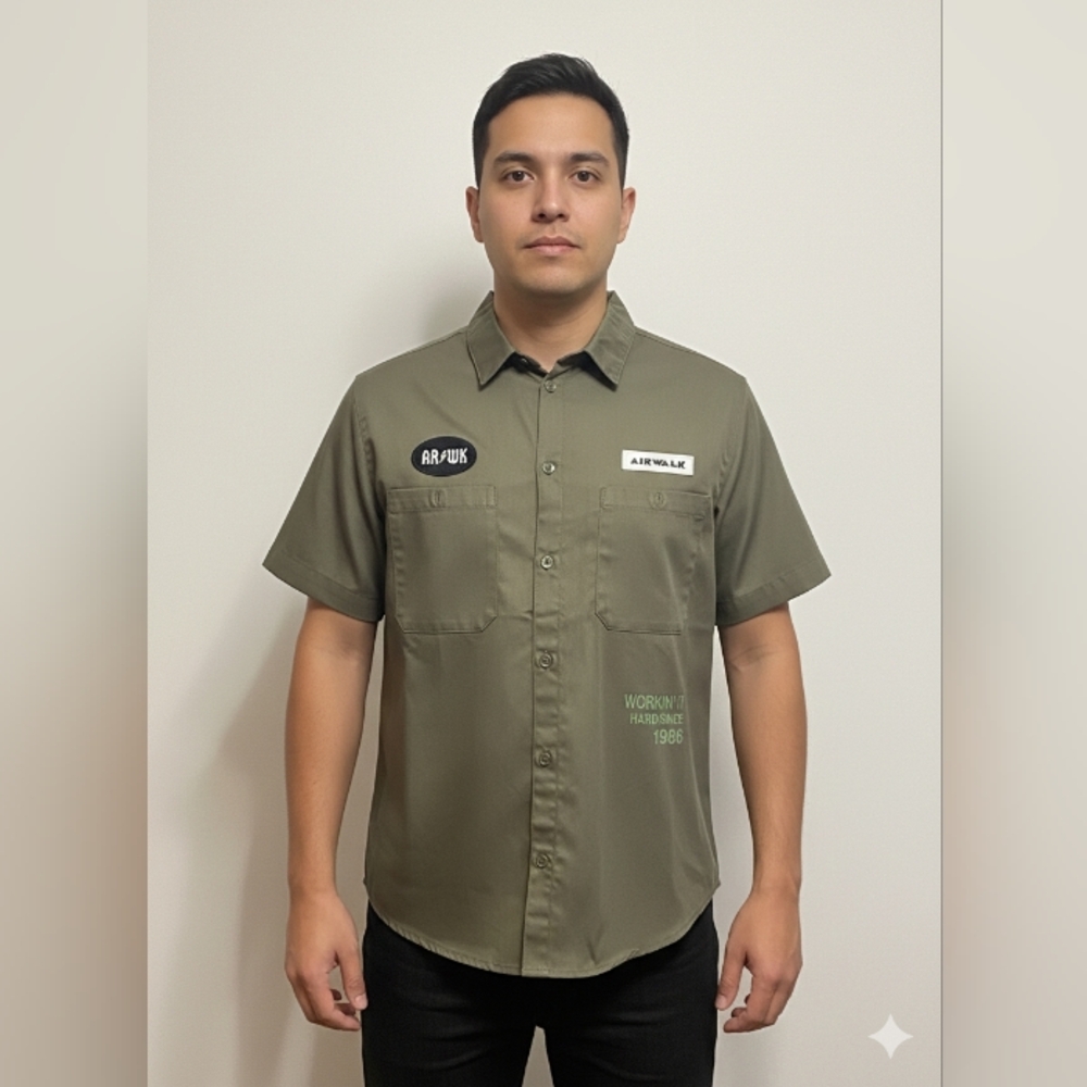 Airwalk Men's Casual Olive Shirt